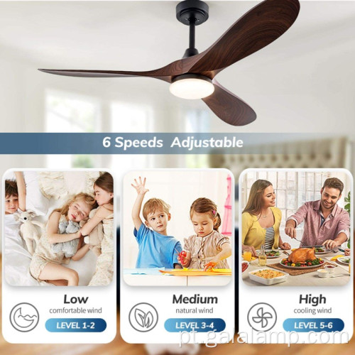 Ventilador de teto de madeira iluminado